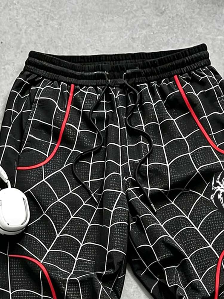 Gym Rark Men's Spider Print Drawstring Waist Loose Fit Sports Long Pants - Multicolor - View 4
