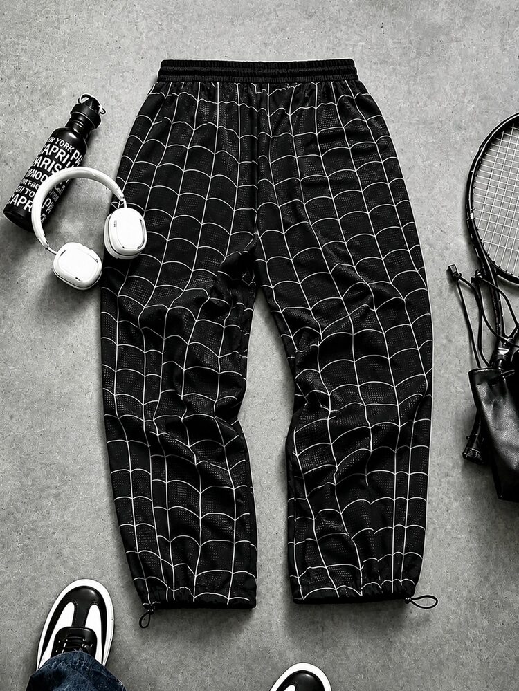 Gym Rark Men's Spider Print Drawstring Waist Loose Fit Sports Long Pants - Multicolor - View 2