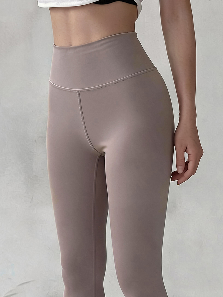DAZY Women's Solid Color Elastic Slim Fit Short High Waist Leggings Black Athleisure All Season Fall - Brown - View 1