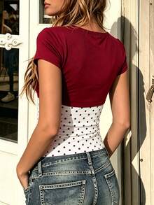 Sundraya Women's 2 In 1 Polka Dot Casual Everyday Top - Multicolor - View 2