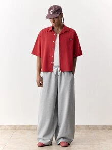 SWAVVY Camisa casual de manga corta a rayas para hombre - Rojo - Ver 3