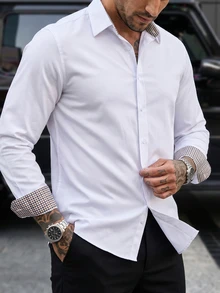 Manfinity Mode Manfinity CasualCool 男士襯衫，在商務正式與休閒場合皆能展現自信 - 白色 - 查看 4