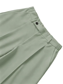 HUEFORM Men's Premium Curved Leg Trousers, Lazy Chic Vintage Old Money Style Barrel Leg Loose Casual Pants For Home And Commute - Olive Green - View 4