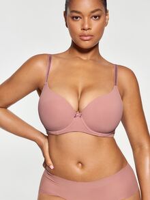 SHAPORA Women's Dusty Pink Casual Plus Size Bra With Medium Stretch Fabric Plain Cup Detail, Lift - Dusty Pink - View 3