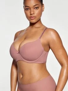 SHAPORA Women's Dusty Pink Casual Plus Size Bra With Medium Stretch Fabric Plain Cup Detail, Lift - Dusty Pink - View 5