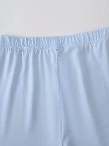 SHEIN Sparklyn 女孩風嬰兒藍 3 件套，立領夾克 + 吊帶背心 + 緊身褲，修身柔美優雅運動賽車健身秋季酷女孩可愛 - 淺藍色 - 查看 6