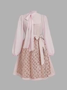 Fairmaia Oktoberfest Traditional German Women's Pink Chiffon Top And Dirndl Dress Set Including A Gorgeous Beaded Sequined Embroidered Apron - Pink - View 12
