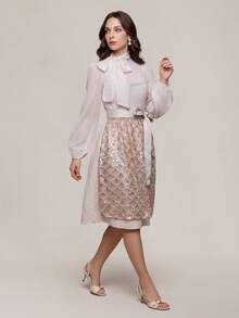 Fairmaia Oktoberfest Traditional German Women's Pink Chiffon Top And Dirndl Dress Set Including A Gorgeous Beaded Sequined Embroidered Apron - Pink - View 9