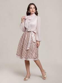 Fairmaia Oktoberfest Traditional German Women's Pink Chiffon Top And Dirndl Dress Set Including A Gorgeous Beaded Sequined Embroidered Apron - Pink - View 8