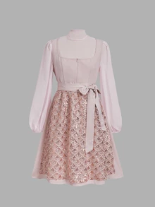 Fairmaia Oktoberfest Traditional German Women's Pink Chiffon Top And Dirndl Dress Set Including A Gorgeous Beaded Sequined Embroidered Apron - Pink - View 6