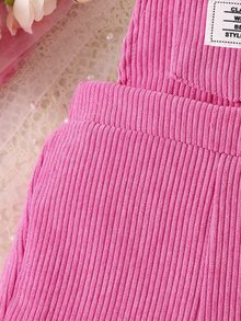 Baby Girl Letter Patched Detail Overall Jumpsuit - Hot Pink - View 7