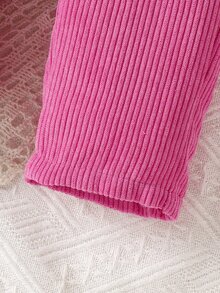 Baby Girl Letter Patched Detail Overall Jumpsuit - Hot Pink - View 4