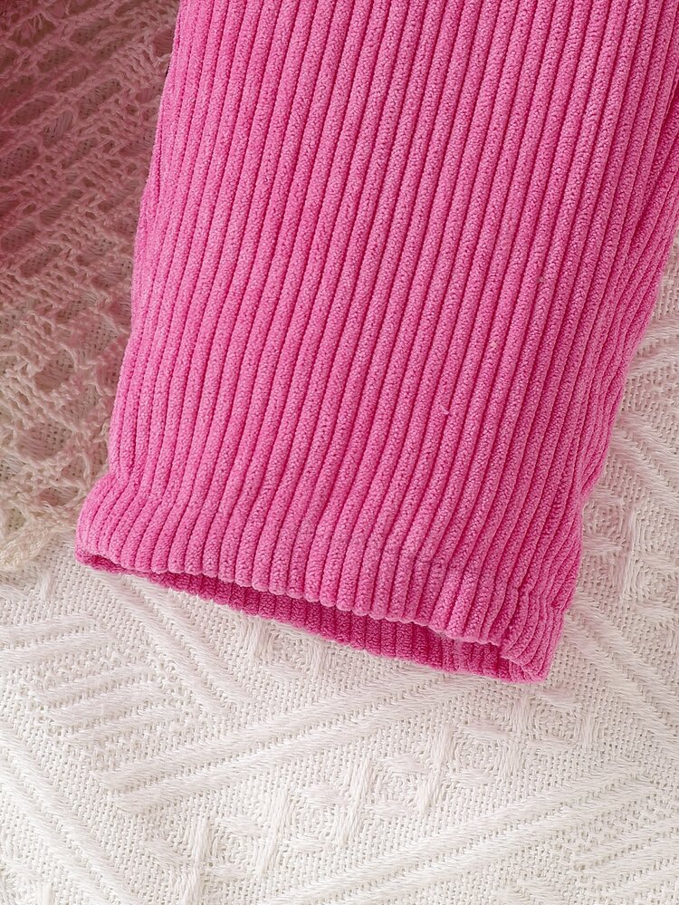Baby Girl Letter Patched Detail Overall Jumpsuit - Hot Pink - View 4
