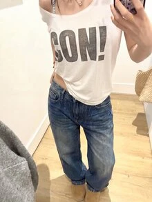 DAZY 女款休閒水洗韓系街頭風牛仔褲可愛上衣 - 藍色 - 查看 3