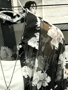INAWLY 大尺碼優雅通勤花卉印花半透視襯衫 - 彩色 - 查看 3