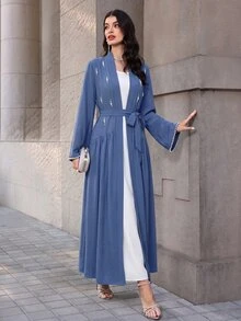 Yasmyna Women's Faux Pearl Decor Casual Party & Travel Arabian Dress - Blue - View 8