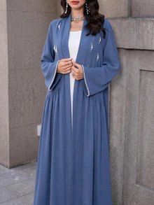 Yasmyna Women's Faux Pearl Decor Casual Party & Travel Arabian Dress - Blue - View 6