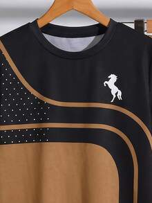 SHEIN Tween Boy Pony Print Kids Crew Neck T-Shirt And Cargo Pants Set - Multicolor - View 6