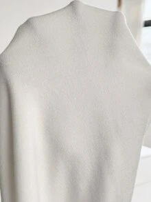 SHEIN Maternity Solid Color Flared Knit Pants Winter Fall/Winter Casual - Beige - View 8