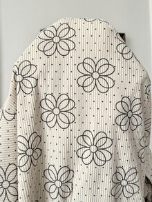 SHEIN 孕婦花卉圖案字母印花休閒連身褲 秋季 - 卡其色 - 查看 9