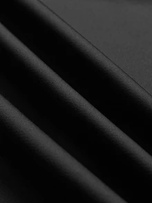 Allurite Spring/Autumn French Elegant Commuter Style Pleated Design Plus Size Black Dress Fall - Black - View 4