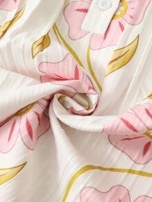 EMERY ROSE New Elegant Boho Casual Flutter Sleeve V-Neck Loose Women's Blouse Shirt Vacation Pink White Summer - Pink - View 6