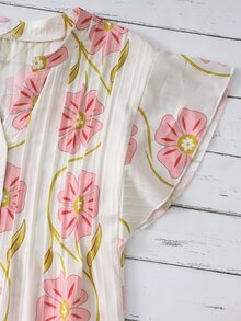 EMERY ROSE New Elegant Boho Casual Flutter Sleeve V-Neck Loose Women's Blouse Shirt Vacation Pink White Summer - Pink - View 3