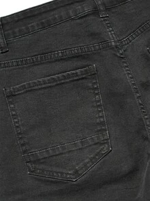 Manfinity Roghcode Men's Casual Streetwear Versatile Black Washed Distressed Design Stretch Denim Shorts Vacation Holiday Summer - Black - View 6