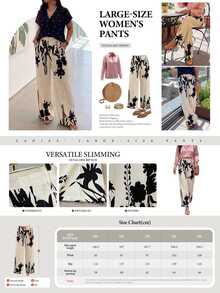 GlowEve CURVE Plus Size Women High Waist Casual Patterned Pants Fall - Multicolor - View 2