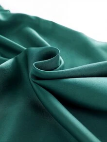 Femmeverse Plus Size Women's Solid Color Overlap V-Neck Pleated Design Sleeveless Elegant Dress - Dark Green - View 5