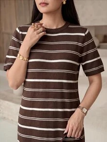 Rue Lumi Vestido de suéter con patrón a rayas - Multicolor - Ver 4