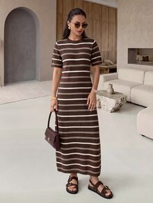 Rue Lumi Vestido de suéter con patrón a rayas - Multicolor - Ver 9