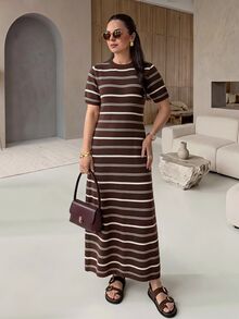 Rue Lumi Vestido de suéter con patrón a rayas - Multicolor - Ver 8