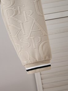 男童時尚 Polo 領休閒衛衣與長褲套裝，適合日常穿著、休閒外出、運動及各種場合，春秋套裝，衛衣套裝，男童套裝 - 卡其色 - 查看 4