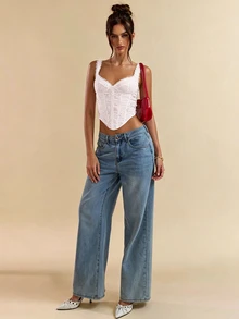 SHEIN BAE 白色 3D 花卉刺绣紧身吊带背心、女式短款上衣、白色紧身胸衣 - 珊瑚粉 - 查看 6