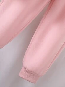 SHEIN Genkimix Kids Young Girl Bow Decor Hooded Jacket And Pants Set Autumn Fall - Pink - View 8