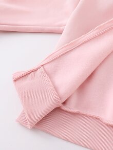 SHEIN Genkimix Kids Young Girl Bow Decor Hooded Jacket And Pants Set Autumn Fall - Pink - View 9