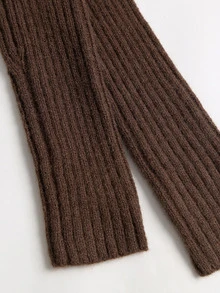 Sweetra Women's Autumn/Winter Casual Solid Color Stand Collar Sweater - Brown - View 4