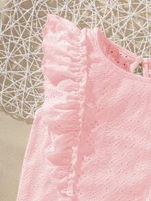 SHEIN Sparklyn 少女休闲优雅可爱提花针织上衣，适合度假、休闲和日常穿着 - 粉色 - 查看 3