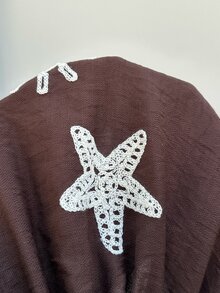 Aloruh Women's Brown And White Polka Dot Shell Embroidery Backless Halter Top,Summer Boho Beach Holiday Vacation Outfits,Y2K 2000s Style Tropical Cute Tops - Coffee Brown - View 3