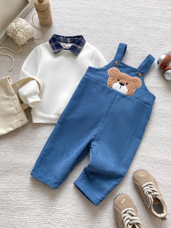 PrepCrw 1set(2pack) Baby Boys Hoodie Sweatshirt Co-Ords Holiday City Break Off-White Blue Autumn Kawaii Cute Photoshoot Family Matching Cute Racing