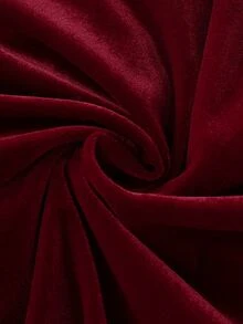 EMERY ROSE Lace Trim Lantern Sleeve Velvet Blouse Halloween Party Dinner Going Out Night Out Black And Red Autumn Sexy Elegant - Burgundy - View 5