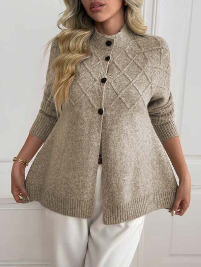 Sprig & Strand Women's Vintage Fashion Button Long Sleeve Knit Cardigan