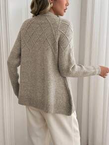 Sprig & Strand Women's Vintage Fashion Button Long Sleeve Knit Cardigan - Khaki - View 2