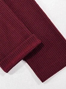 Balvessa 素色羅紋針織半拉鍊T恤 日常旅行款 酒紅色 秋冬休閒 - 酒紅色 - 查看 6