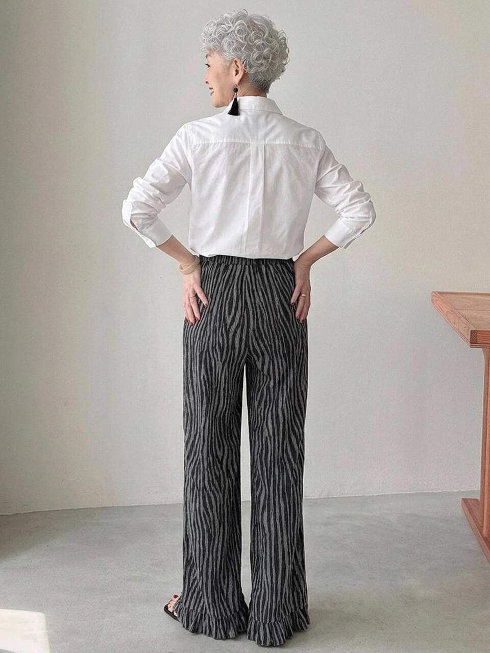Women's Zebra Print Wide Leg Loose Casual Long Pants