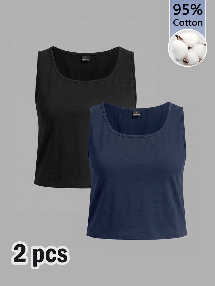 SHEIN EZwear 2PCS Women Tank Tops & Camis - Multicolor - View 9
