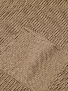Breezaya Atasan Rajut Lengan Kelelawar dengan Detail Saku dan Leher V Polos - Khaki - View 5