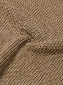 Breezaya Atasan Rajut Lengan Kelelawar dengan Detail Saku dan Leher V Polos - Khaki - View 4