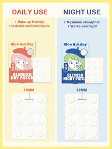 SlowSunday 瑕疵日用貼片 12入，水膠敷料，含水楊酸，防水透氣，清爽舒適，溫和不刺激，適用妝前、臉部與身體，適合秋冬，護膚、Y2K、萬聖節與聖誕節 - Day - 查看 6